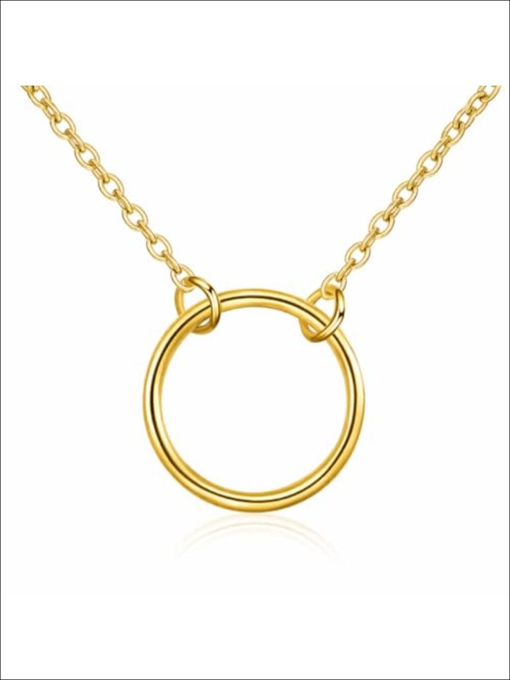 18K Yellow Gold Plated Circle Pendant Necklace for Women Stainless Steel
